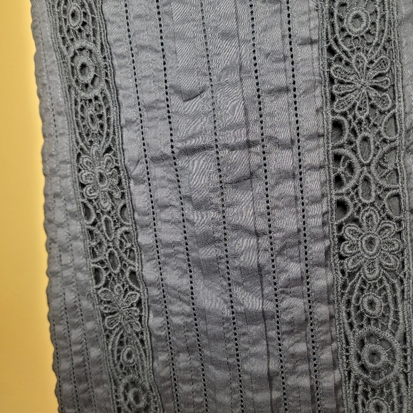 Sundance 100% Cotton Black Pleated Pin Tuck Crochet Boho Dress sz M - Picture 11 of 12